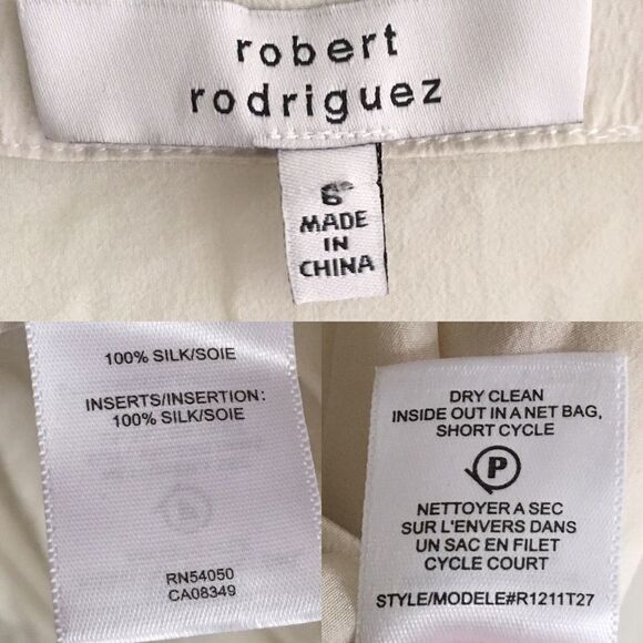 Robert RODRIGUEZ Silk Sleeveless Beaded V-Neck Tank Top Cream 6 - Picture 4 of 7